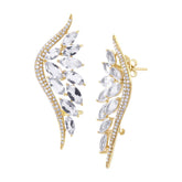 0.75ct Diamond & 5.65ct White Topaz 14k Yellow Gold Ear Crawler Earring